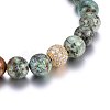 Round Natural Howlite & African Turquoise(Jasper) Beaded Stretch Bracelets BJEW-H584-06-3