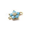 Brass Pave Cubic Zirconia Flower Links Connector Charms KK-H089-34G-04-3