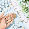 20Pcs Turtle with Starfish Synthetic Turquoise Pendant Keychains KEYC-CP0001-47B-3