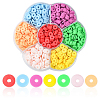 1302Pcs 7 Colors Flat Round Handmade Polymer Clay Beads CLAY-CJ0001-72-1