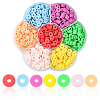 1302Pcs 7 Colors Flat Round Handmade Polymer Clay Beads CLAY-CJ0001-72-1