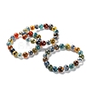 Unisex Natural Sugar Heart Agate Beaded Stretch Bracelets BJEW-K097-01B-02-1