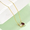 Brass Pave Cubic Zirconia Rectangle & Teardrop Pendant Cable Chain Necklaces KK-CBAB173-05G-11-2