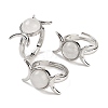 Natural Quartz Crystal Adjustable Rings RJEW-K271-01P-09-1