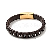 Leather & 304 Stainless Steel Rope Braided Cord Bracelet with Magnetic Clasp for Men Women BJEW-C021-14-3