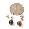 Natural & Synthetic Mixed Gemstone Round Ball Dangle Stud Earrings EJEW-JE05537-3