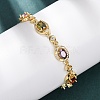 Oval Brass Micro Pave Cubic Zirconia Link Chain Bracelets for Women BJEW-D387-04G-06-1