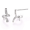 925 Sterling Silver Stud Earring Findings Micro Pave Cubic Zirconia STER-T007-18P-2