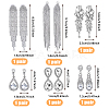 6 Pairs 6 Style Alloy Rhinestone Teardrop Dangle Clip-on Earrings EJEW-FI0002-91-10
