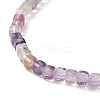 Natural Fluorite Cube Beaded Stretch Bracelet for Women BJEW-JB08976-02-4