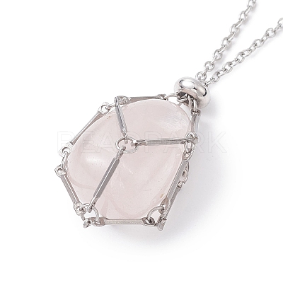 Crystal Holder Cage Necklace X-NJEW-JN04585-1