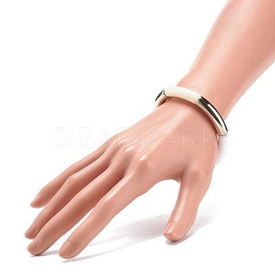 Acrylic Curved Tube Beaded Stretch Bracelet for Women BJEW-JB08438-03-1