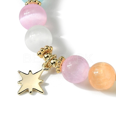 Candy Color 8mm Round Natural Selenite Beaded Stretch Bracelets BJEW-TA00501-1