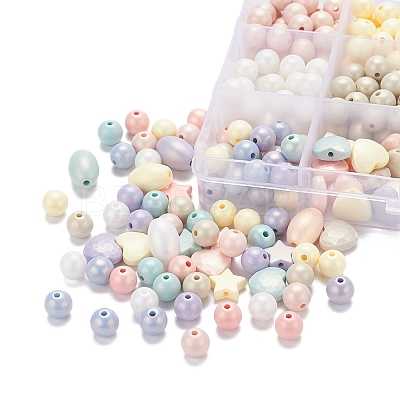 333Pcs 12 Style Spray Painted Acrylic Beads MACR-YW0001-52-1