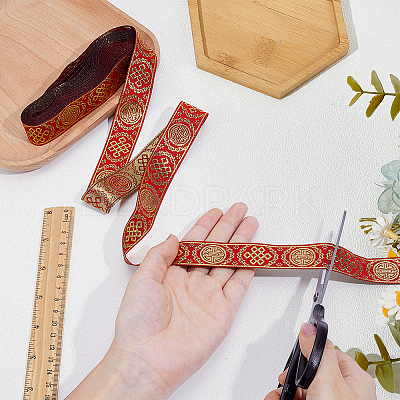 Ethnic Style Polyester Jacquard Ribbon OCOR-WH0078-478B-06-1