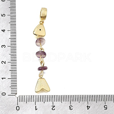 Brass Pave Cubic Zirconia Clear Cubic Zirconia & Natural Amethyst & Enamel European Dangle Charms GG-CBA3401-01G-B-1