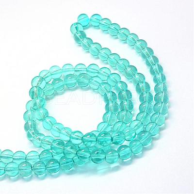 Baking Paint Transparent Glass Round Bead Strands DGLA-Q022-6mm-27-1