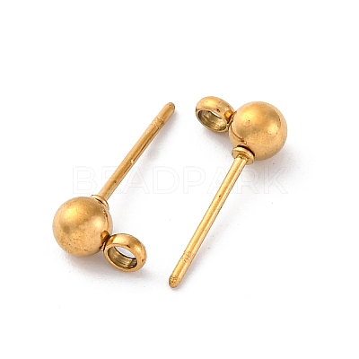 304 Stainless Steel Ball Post Stud Earring Findings STAS-Z035-01G01-H-1