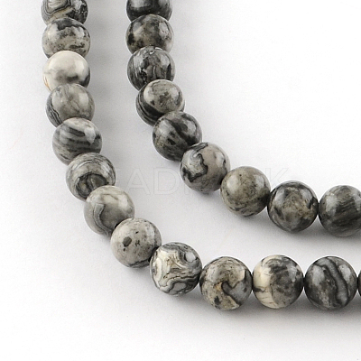 Natural Map Stone/Picasso Stone/Picasso Jasper Beads Strands G-S188-6mm-1