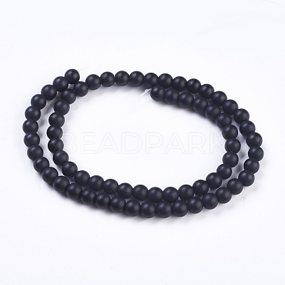 Synthetic Black Stone Beads Strands G-R345-6mm-38-1-1