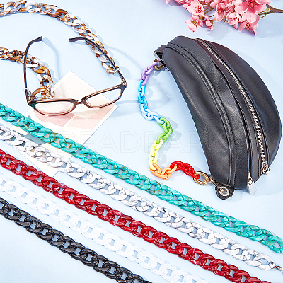 7Pcs 7 Colors Acrylic Chain Purse Bag Handle & Eyeglasses Chains AJEW-PH0001-57-1