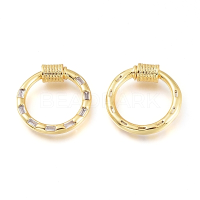 Brass Micro Pave Cubic Zirconia Screw Carabiner Lock Charms KK-M206-18G-01-1