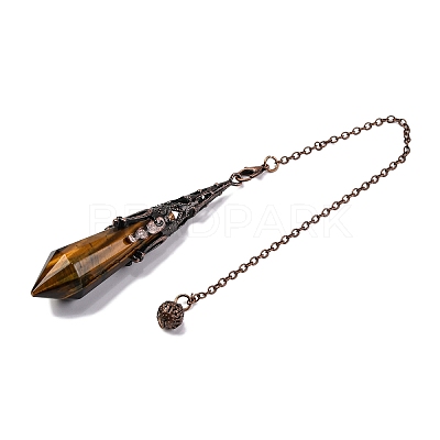 Natural Tiger Eye Pointed Dowsing Pendulum Big Pendants G-H285-06R-A02-1
