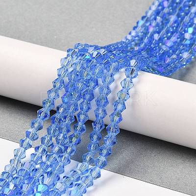 Transparent Electroplate Glass Beads Strands GLAA-F029-4mm-D07-1
