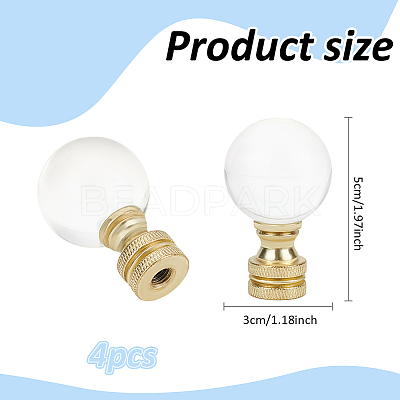 Glass Crystal Lamp Finials with Iron Finish Base FIND-WH0148-176C-1