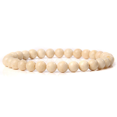Synthetic Fossil Round Beaded Stretch Bracelet SF8562-18-1-1