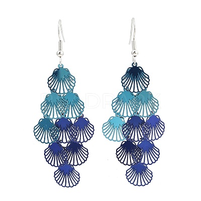 430 Stainless Steel Shell Shape Dangle Earrings EJEW-A137-03P-01-1