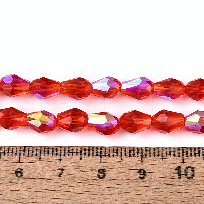 Transparent Electroplate Glass Beads Strands EGLA-N023-6x8mm-A04-1