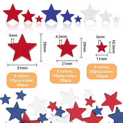 1 Bag Independence Day Theme Maple Wood Cabochons WOOD-FH0002-12-1
