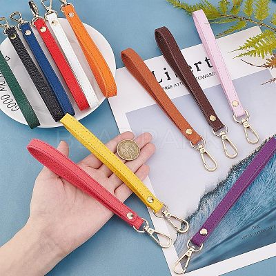 12Pcs 12 Colors PU Leather Wrist Strap Keychains KEYC-CA0001-19-1