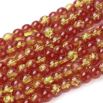 Spray Painted Crackle Glass Beads Strands CCG-Q002-6mm-10-1