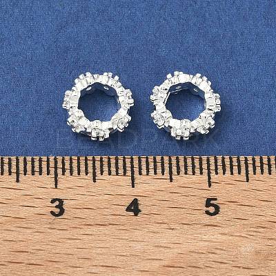 Flower Brass Micro Pave Clear Cubic Zirconia European Beads KK-G557-39S-1