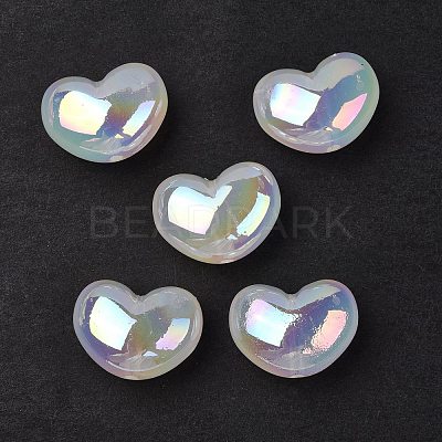 UV Plating Rainbow Iridescent Acrylic Beads OACR-H015-02-1