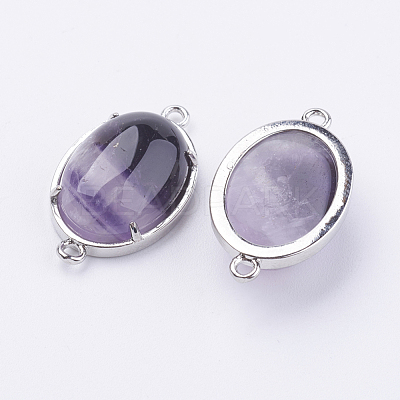 Brass Natural Chevron Amethyst Links Connectors X-G-E398-03J-1