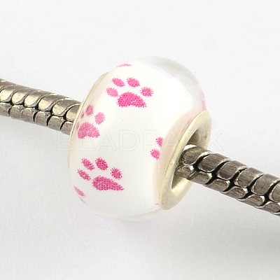 Large Hole Dog Paw Prints Pattern Resin European Beads OPDL-Q129-186A-1