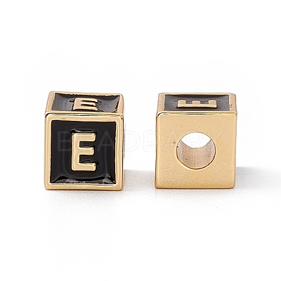 Rack Plating Brass Enamel Beads KK-B060-04G-01E-1