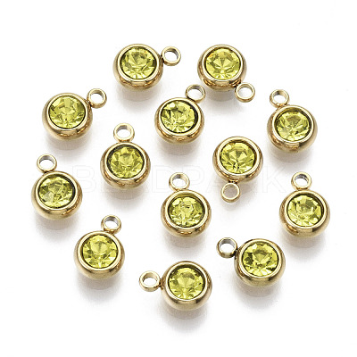 PVD Vacuum Plating 201 Stainless Steel Rhinestone Charms X-STAS-S068-11G-1
