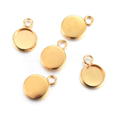 201 Stainless Steel Pendant Cabochon Settings STAS-F191-14G-A-1