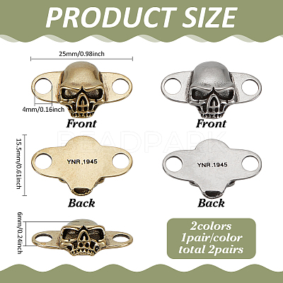 2Pairs 2 Colors Detachable Brass Shoe Decoration AJEW-FG0007-77-1