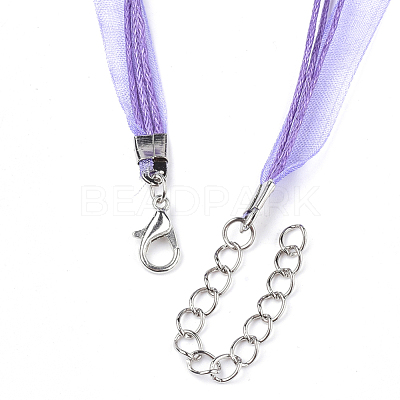 Waxed Cord and Organza Ribbon Necklace Making NCOR-T002-172-1