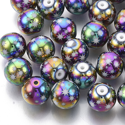 Christmas Electroplate Glass Beads X-EGLA-R113-07D-1
