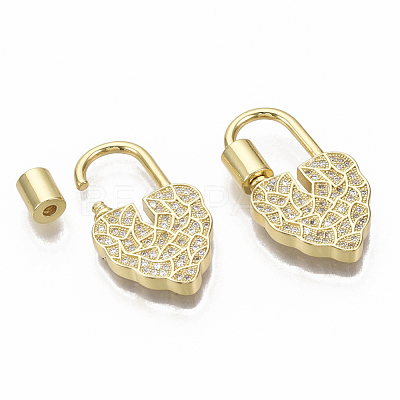 Brass Micro Pave Clear Cubic Zirconia Screw Carabiner Lock Charm ZIRC-T014-009-NF-1