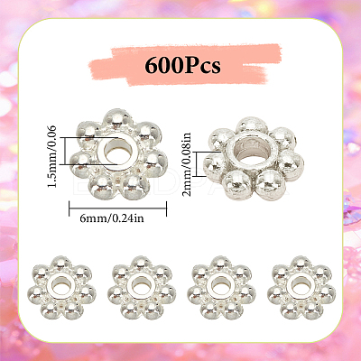 600Pcs Alloy Daisy Spacer Beads FIND-SP0002-12B-S-1