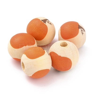 Autumn Theme Natural Wooden Beads WOOD-O005-03D-1