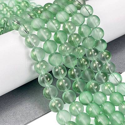 Frosted Transparent Glass Bead Strands GLAA-P065-10mm-04-1