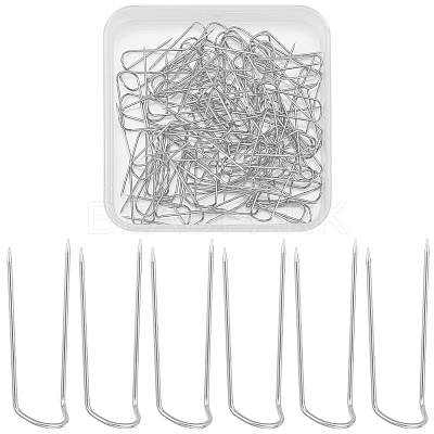 100Pcs Stainless Steel U Shaped Cloth Locating Needle for Sewing Quilting Crafts and Embroidery DIY-SP0007-55P-1